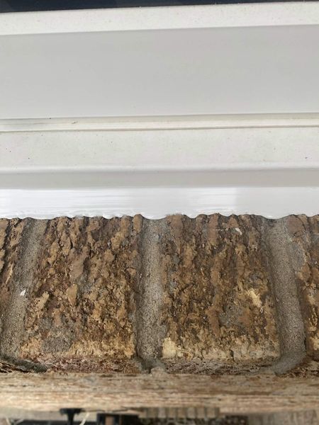 After: Stone sill and header — joint rebuilt