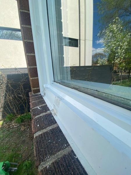 After: Window sill — failed bead removed, reset and tooled