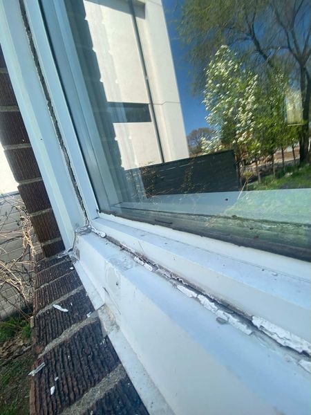 Before: Window sill — failed bead removed, reset and tooled