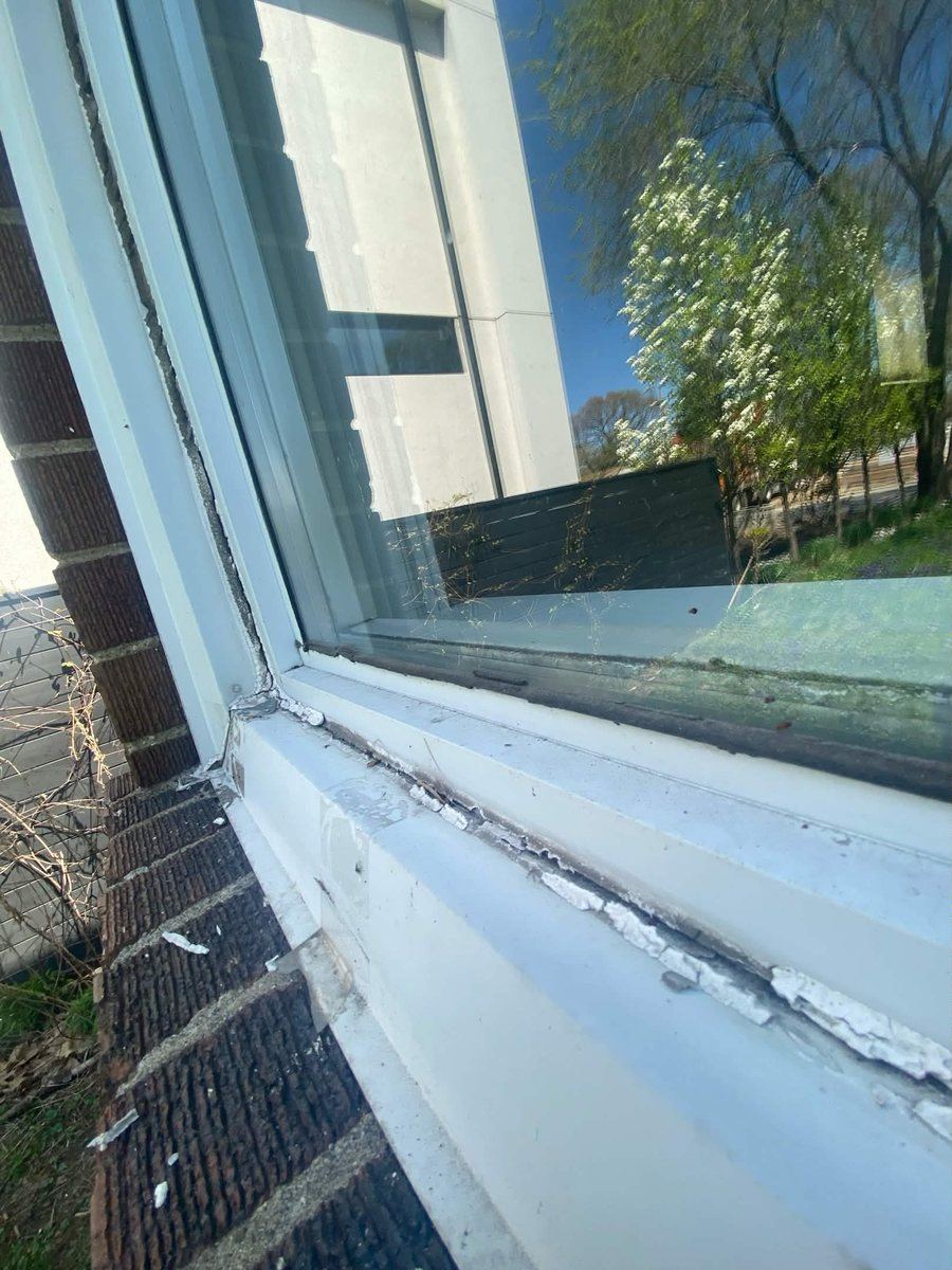 Before: Window sill — failed bead removed, reset and tooled
